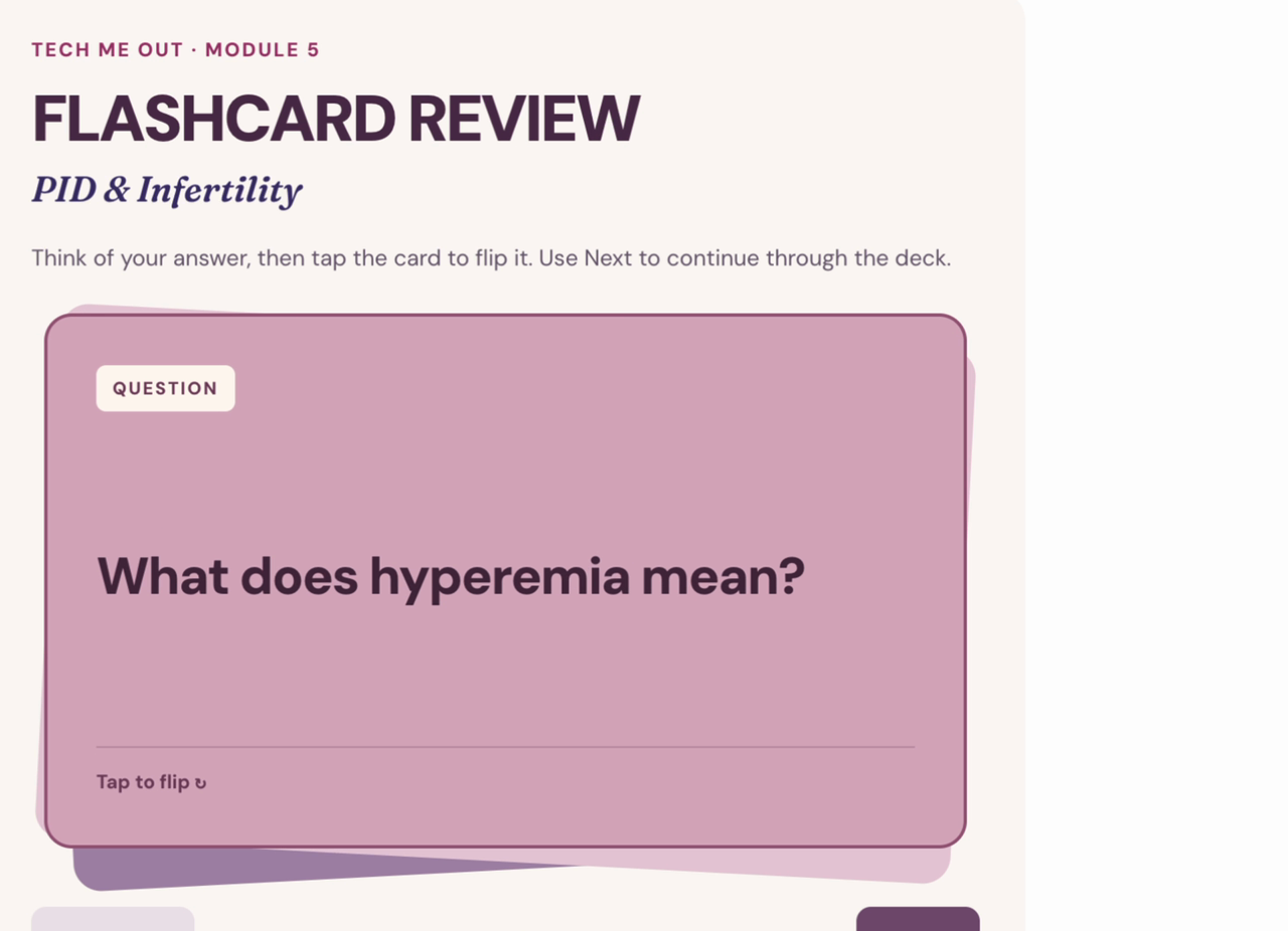 Screenshot from the actual GYN flashcards preview