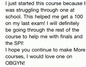 Original student feedback excerpt: A 100 on a class exam.