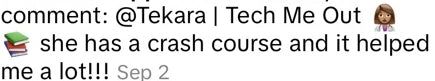 Screenshot excerpt: student says TMO’s crash course helped a lot.