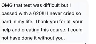 Original student feedback excerpt: The message after passing.