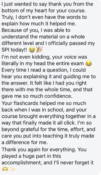 Original student feedback excerpt: Understanding that stayed with them.