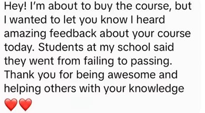 Original student feedback excerpt: What students are telling classmates.